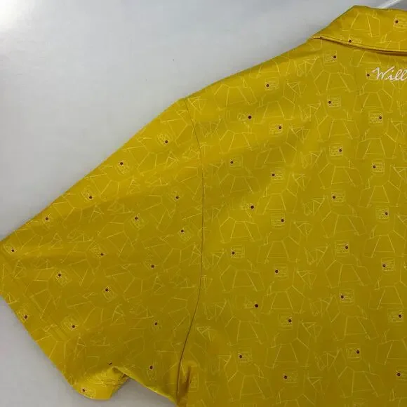 William Murray Men's Yellow Off the Rocks Martini Glass Print Polo Shirt Large - Picture 12 of 16